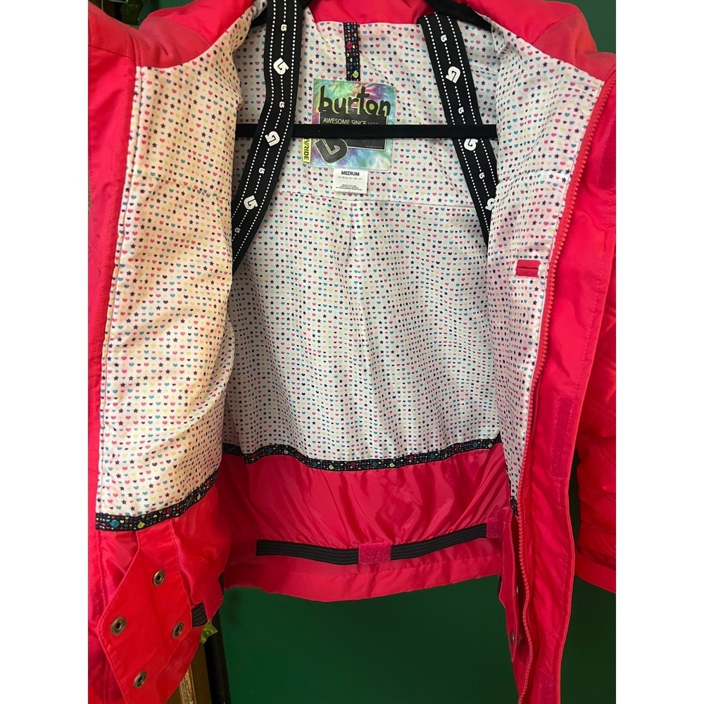 Burton Girls Hot Pink Quilted Snowboard Jacket Hooded Ski Coat Size Medium 10/12 - Picture 3 of 8